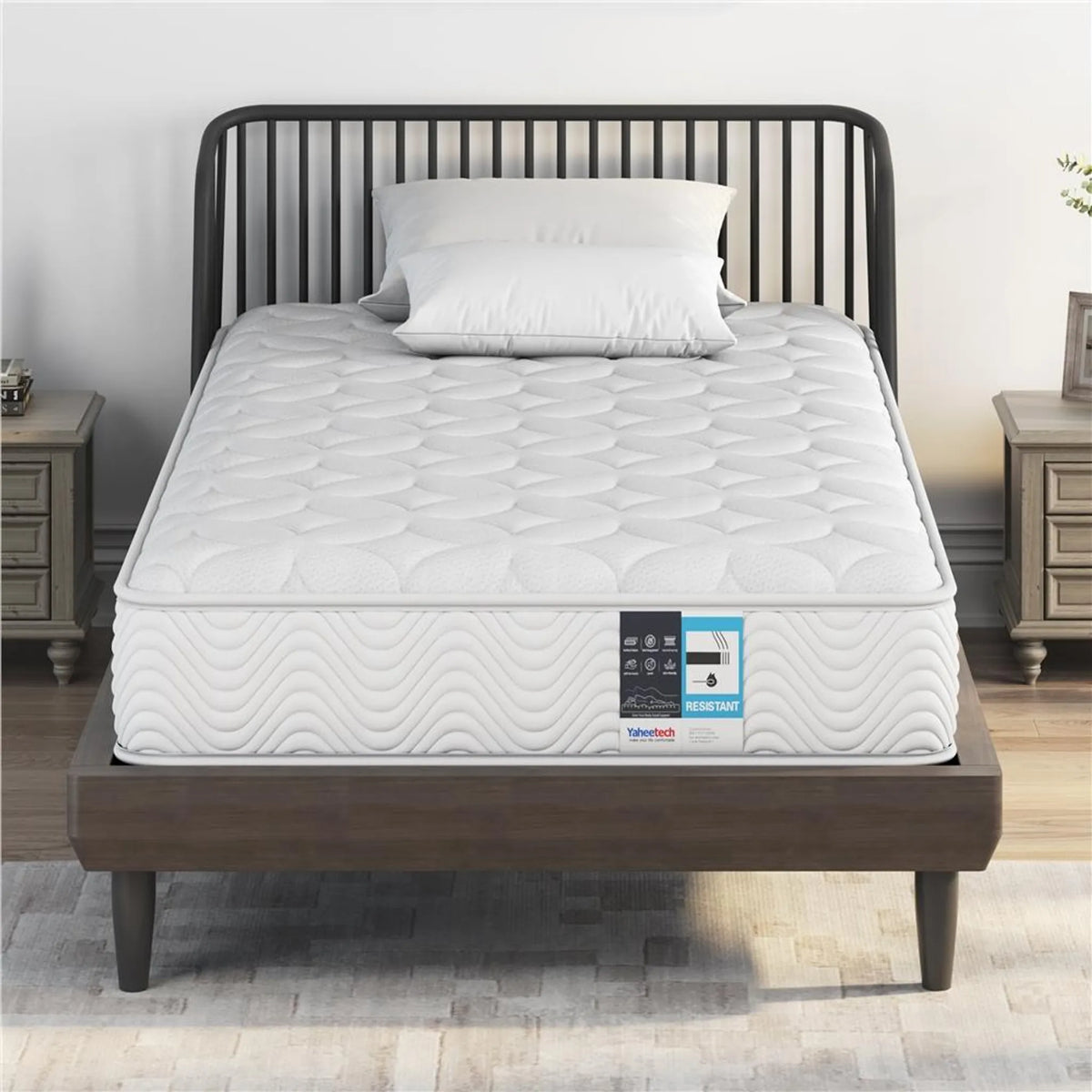 Yaheetech Pocketveringmatras 90x200 cm - 7 Comfortzones - Wit - Härtegrad H3