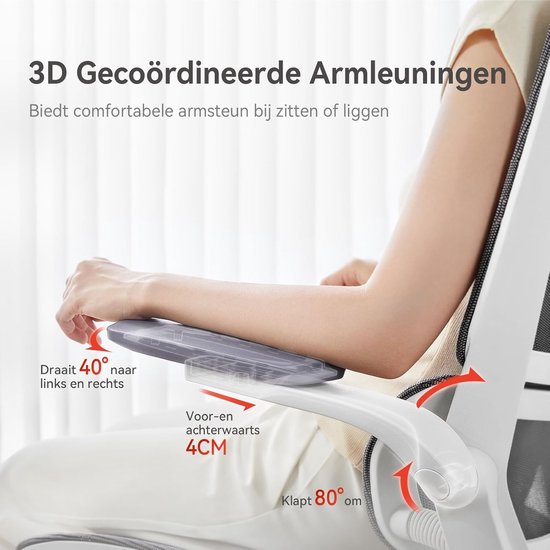 SIHOO M59AS Ergonomische Bureaustoel - 3D Verstelbare & 90° Opklapbare Armleuningen - Dubbele Rugleuning met Adaptieve Lendensteun - Zadelvormig Zitkussen - Hoogwaardig Mesh - BIFMA/SGS Gecertificeerd - Tot 150kg - 43.5x50.5x101.6cm——grijs