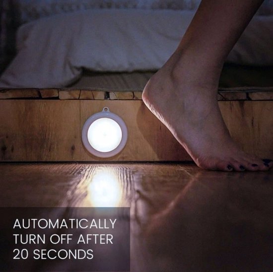 SGD LED Lamp met Bewegingssensor – Draadloze Nachtlamp op Batterijen – Compact Wandlampje 8×8×1,8 cm