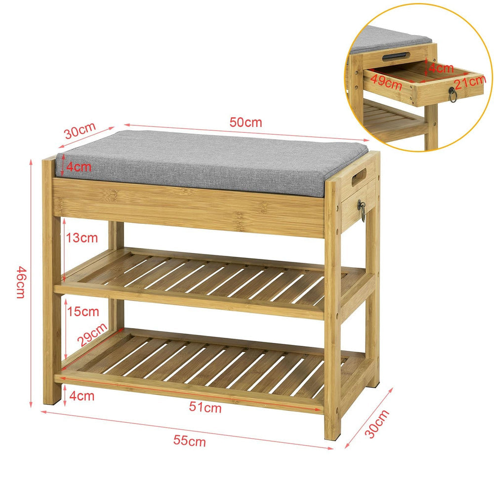 SoBuy FSR49-N Schoenenkast 2 Legplanken Bamboe