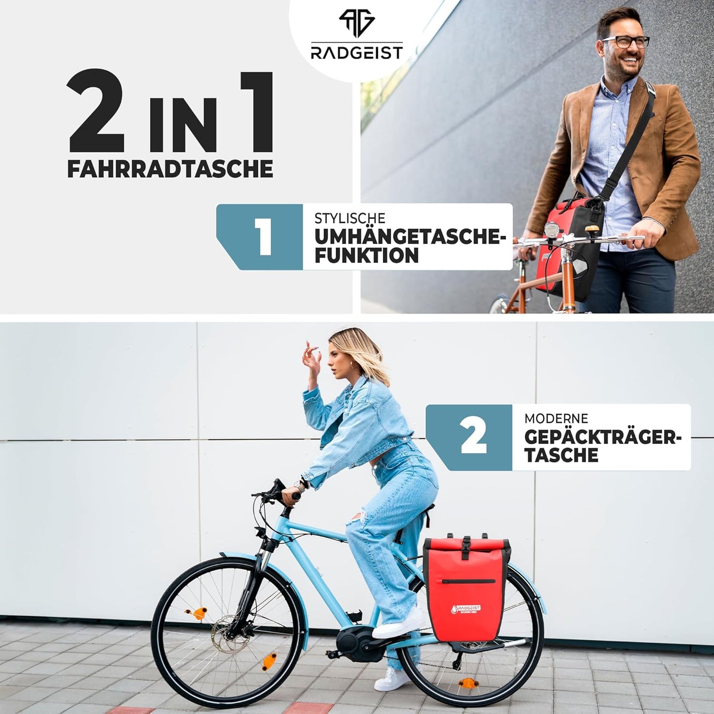 Radgeist Fietstas voor Bagagedrager - Waterdicht - Set van 2 - Rood