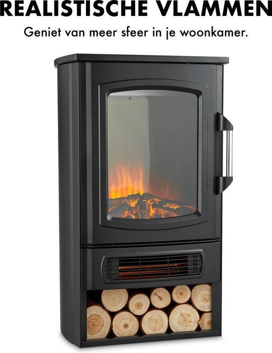 MOA Elektrische Haard EFS183 – Sfeerhaard & Heater – 2000W – Realistische Vlammen – Plek Voor Decoratiehout – Zwart