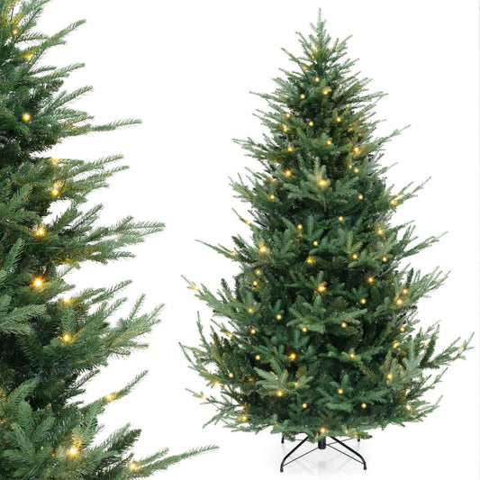 Coast Kunstkerstboom 210 cm – Voorverlicht met Warm Witte LED’s – Scharnierend – Groen – Ø124 cm