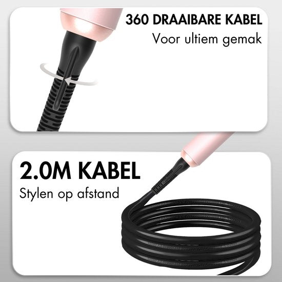 Sansbeauté® 6 in 1 Krultang met Klem - Keramische Haarkruller - 13mm tot 38mm - Föhnborstel Kort Haar - Warmteborstel - Krultangen - Thermal Brush - Haarstyler - Krulborstel 5 in 1