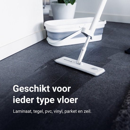 Techweise 4-in-1 Dweilsysteem - met Spray - Opvouwbare Emmer - 2 Extra Microvezel Dweilen -Sprayfunctie
