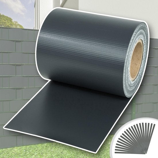 tectake® - Privacyfolie voor hek/tuinscherm - 70 meter - 19 cm hoog - antraciet - 401874