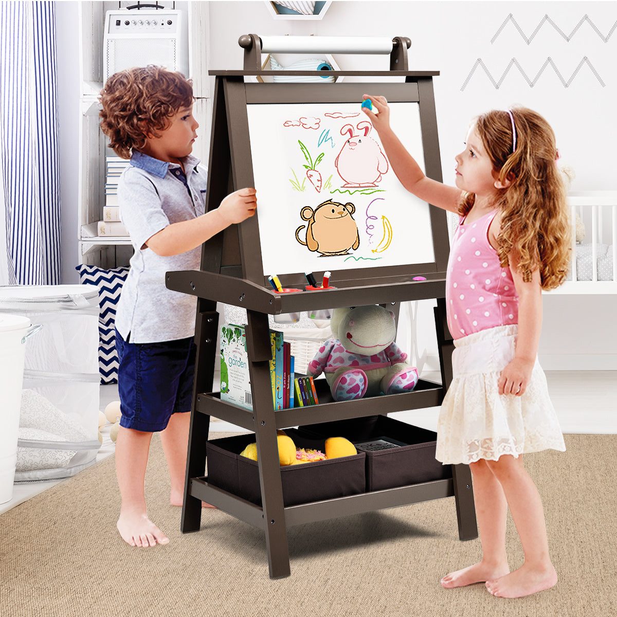 Coast 3 op 1 kinderen gemakkelijker kindertafel dubbelzijdige whiteboard -standaardtafel inclusief magneten voor peuters koffie koffie