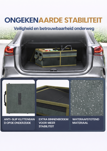HELDENWERK Premium kofferbak organizer met deksel, stevig & antislip - Opvouwbare kofferbaktas, groot met dubbele bodem - Kofferbakbox, kofferbak organizer box