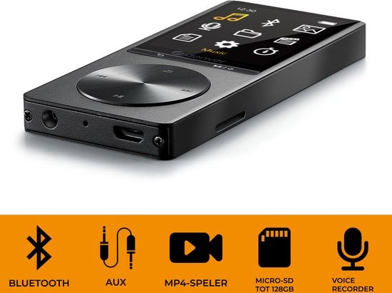 Denver MP3 / MP4 Speler - Bluetooth - USB - Shuffle - SD Kaart Slot tot 128GB - Incl. Oordopjes - Voice recorder - Dicatafoon - MP1820 - Zwart