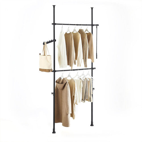 SoBuy Telescopische Kapstok Verstelbare Garderobe Zwart FRG109-II-SCH 75–126 x 200–295 cm