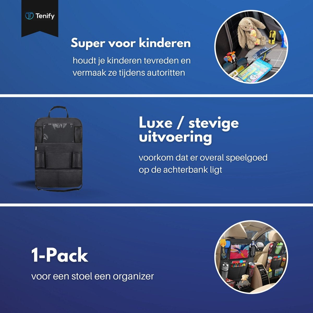Premium Luxe & Stevige Auto Organizer met Tablet Houder - 1 Stuk - Extra Opbergruimte - Beschermer - Autostoel – Accessories