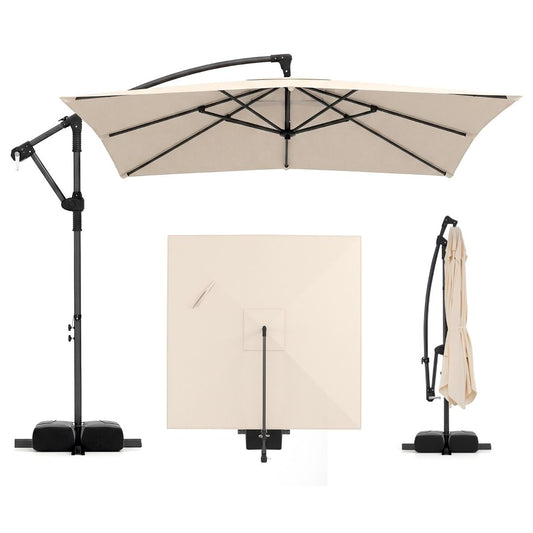 Coast Vierkante Hangparasol - 360° draaibaar - slingermechanisme - beige 250 x 250 cm