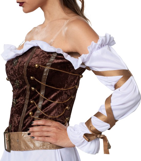 dressforfun - Woman-steampunk paleiswachtster S - verkleedkleding kostuum halloween verkleden feestkleding carnavalskleding carnaval feestkledij partykleding - 302315