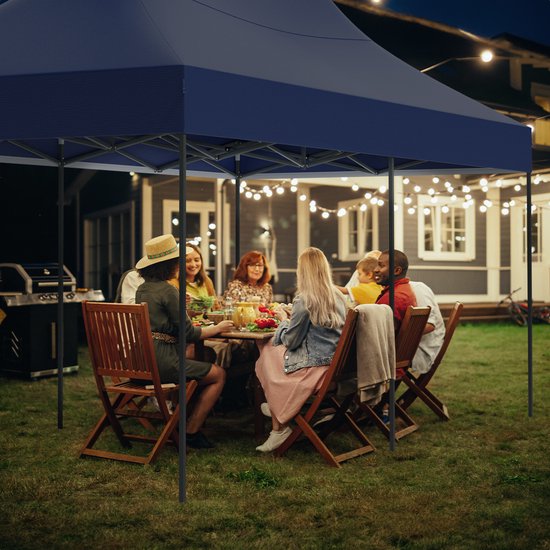 LifeGoods Partytent - Paviljoen - Easy Up - Opvouwbaar - Waterdicht - Met Draagtas - 300 x 600 cm - Donkerblauw