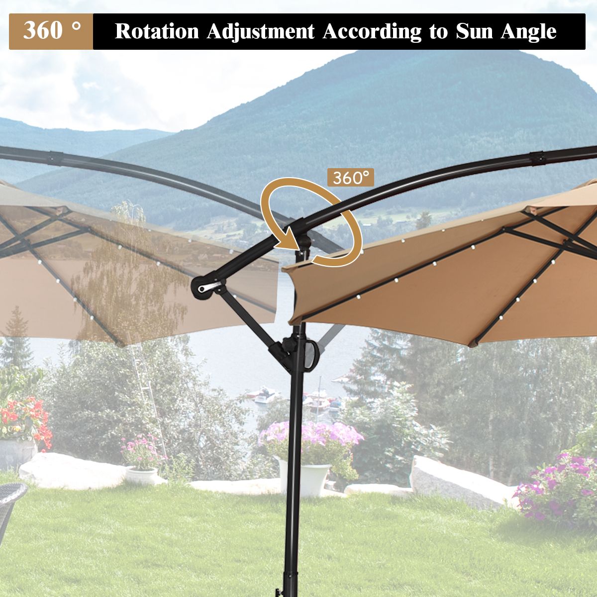 Coast Vrijstaande Parasol met LED-verlichting - 300 cm - Afstandsbediening op zonne-energie - Grijs