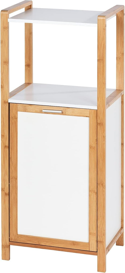 Wenko Finja Wasmand met Rek – Bamboe/Wit – 40 x 95 x 30 cm