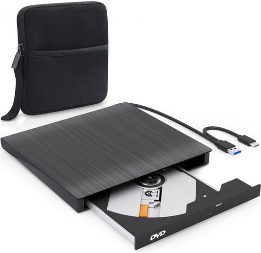 Strex Externe DVD Speler En Brander - Met Hoes - CD/DVD - Plug & Play - USB 3.0 DVD Speler - Geschikt voor Windows, Mac en Linux - Optical Drive