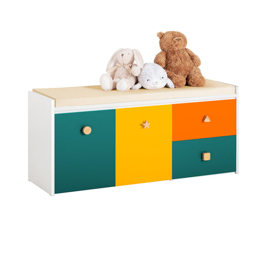 SoBuy Opbergbank Kinderen met 2 Kasten en 2 Lades - Max. 150 kg - 100 x 37 x 46 cm - Kleurrijk