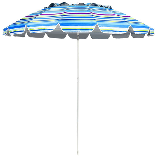 Coast Parasol Strandparasol - 243cm - Donkerblauw/lichtblauw/gekleurd