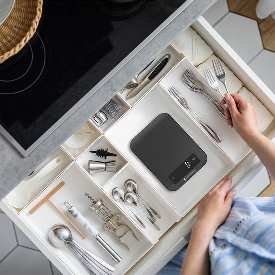 KitchenBrothers Keukenweegschaal - Weegschaal Keuken - Digitaal - 1g tot 10kg - Inclusief Batterijen - RVS/Gunmetal Black