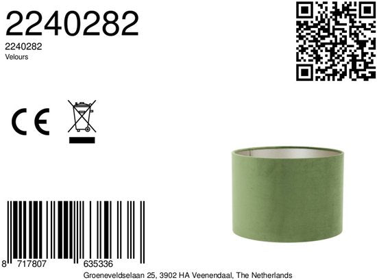 Light & Living - Lampenkap VELOURS - Ø40x30cm - Groen