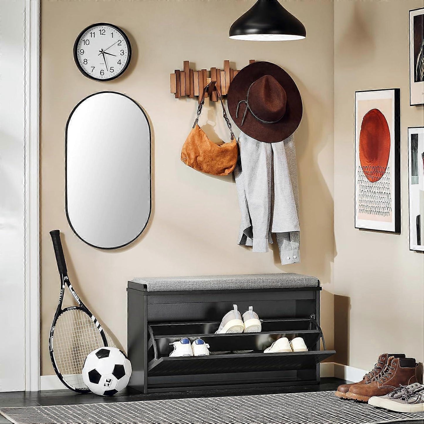 SoBuy Schoenenkast - FSR98-L-SCH - MDF - Max. 155kg - 80x26x45cm - Donker Grijs