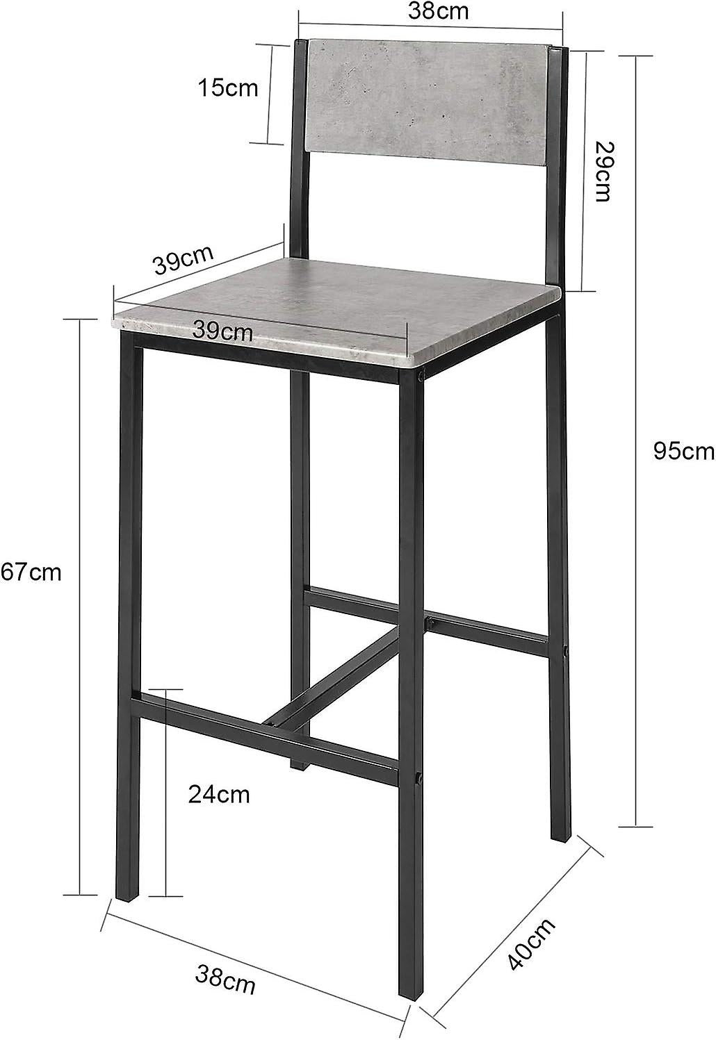 Sobuy Barkrukken - 2 keer - Grijs - 38x40x95 cm.