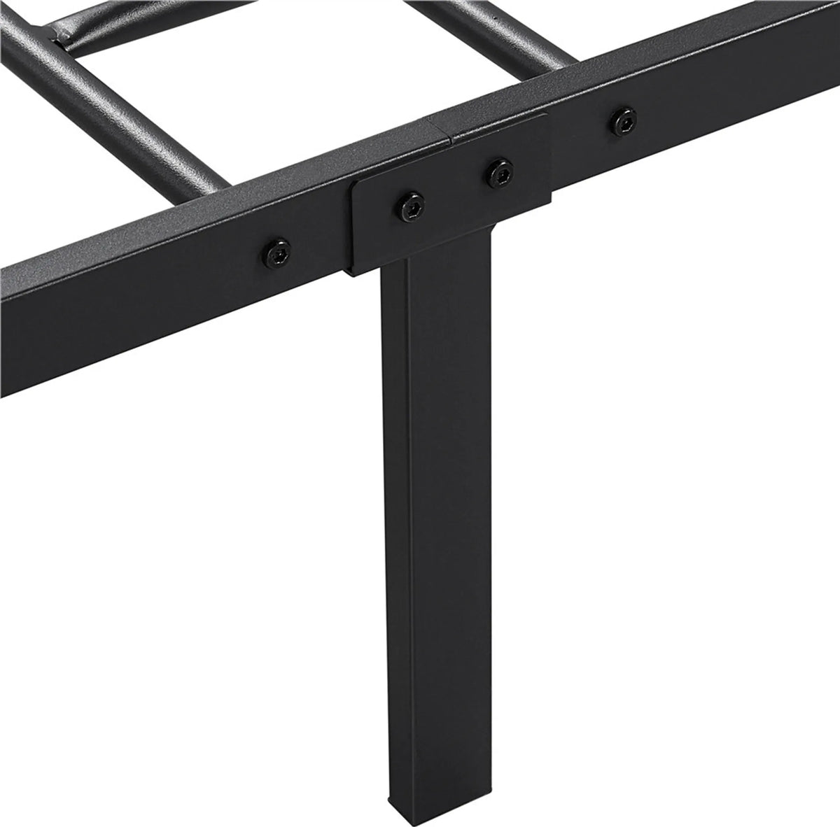 Yaheetech Metalen Bedframe 90 x 200 cm - Zwart - 204 kg - Met Hoofdbord en Voetbord - 32 cm Onderbedopslag