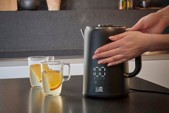 FRITEL Waterkoker WK 2595 - Heetwaterkoker / Theewaterkoker - 1,7 liter - 1500W - Dubbelwandig - Touch Display - Keep-Warm functie - Zwart Mat