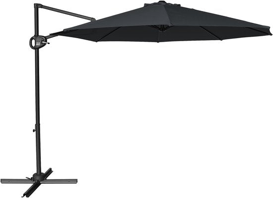 AXI Solea Zweefparasol Ø 300cm Antraciet/grijs incl. Hoes – Gepoedercoat frame met kruisvoet – 360° Draaibaar – UV werend doek