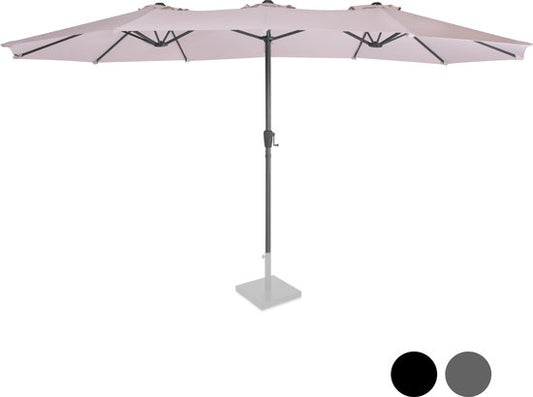 VONROC Parasol – Dubbele Parasol & Incl. Beschermhoes – 460 x 270 x 252 cm – Beige