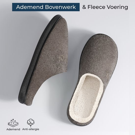 Pantoffels Heren - Sloffen - Maat 40/41 - Grijs - Anti-slip - Comfeet