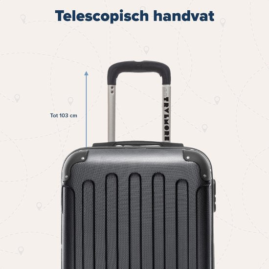 TRVLMORE Handbagage Koffer - 38L - Cijferslot - Lichtgewicht - Trolley - 54x36x20cm - Past binnen 55x40x20 cm - Zwart