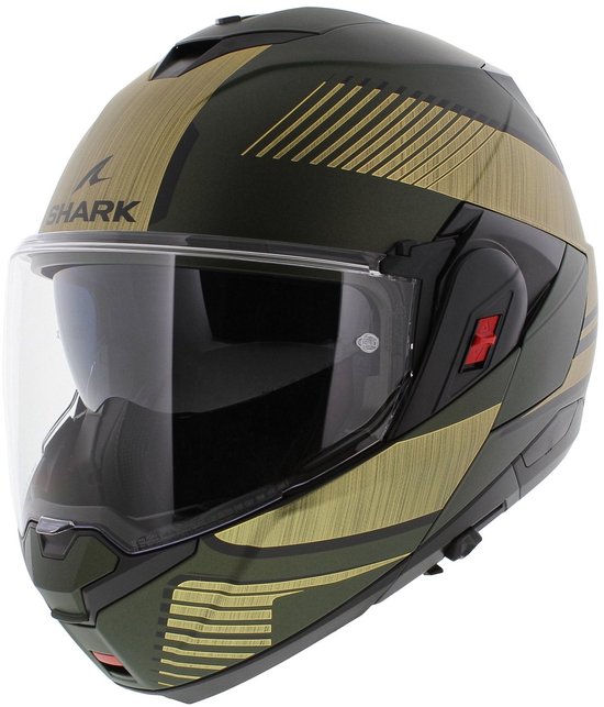 SHARK Oxo Sikter Mat Groen Chrome Goud GUQ Systeemhelm - Maat XL - Helm