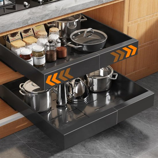 Posity Schuiflade – Keukenkast Organizer – Gootsteenkast/Lade Organizer - binnenlade keuken – Uittrekbaar en Verstelbaar (32-52 cm) – Telescopisch – Zwart