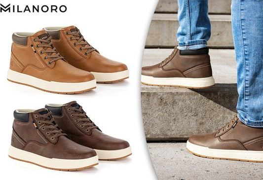 Milanoro - Comfortabele sneakers voor heren - Donkerbruin - Maat 45