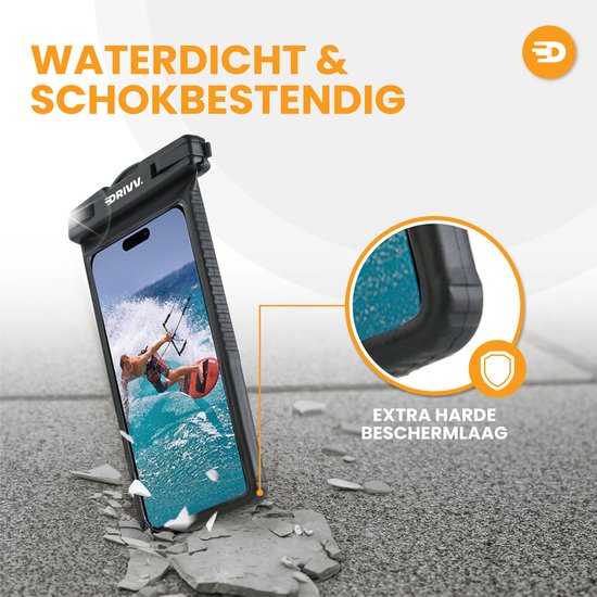 Drivv. Waterdicht Telefoonhoesje – Hardcase - Val- en Schokbestendig - Dubbele Klipsluiting - Tot 6.7 inch – Onderwater Hoesje telefoon