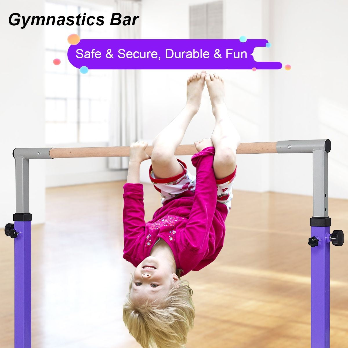 Coast Gymnastiekrek – Verstelbare Rekstok 91-150 cm – Draagvermogen 100 kg – 200 x 121 x 150 cm – Paars