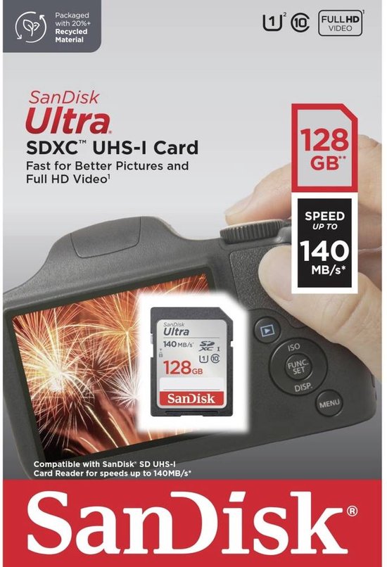 SANDISK Ultra SDXC - Geheugenkaart - 128 GB