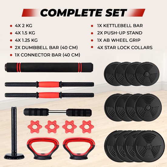 Fitby Dumbells 20 KG - Dumbbells - Gewichten Set - Verstelbare Dumbells - Halterset - Dumbell Set - Kettlebell
