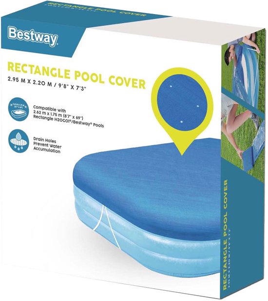 Bestway Afdekzeil Zwembad – Rechthoek 262 x 175 cm – Geschikt voor Opzetzwembad
