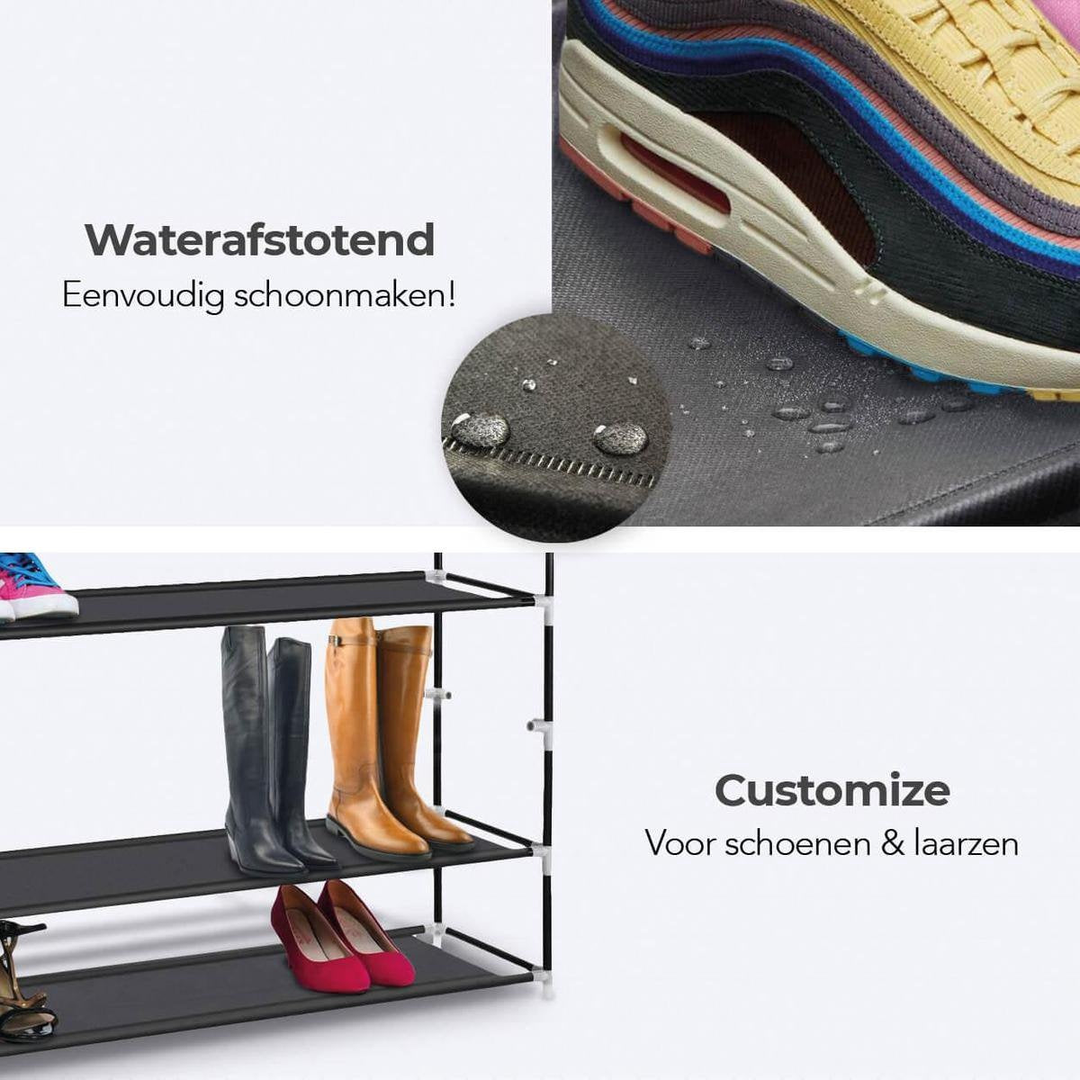 LifeGoods Schoenenrek - 5 Laags - Schoenenkast - Opbergsysteem 30 Paar Schoenen - Kunststof - Zwart