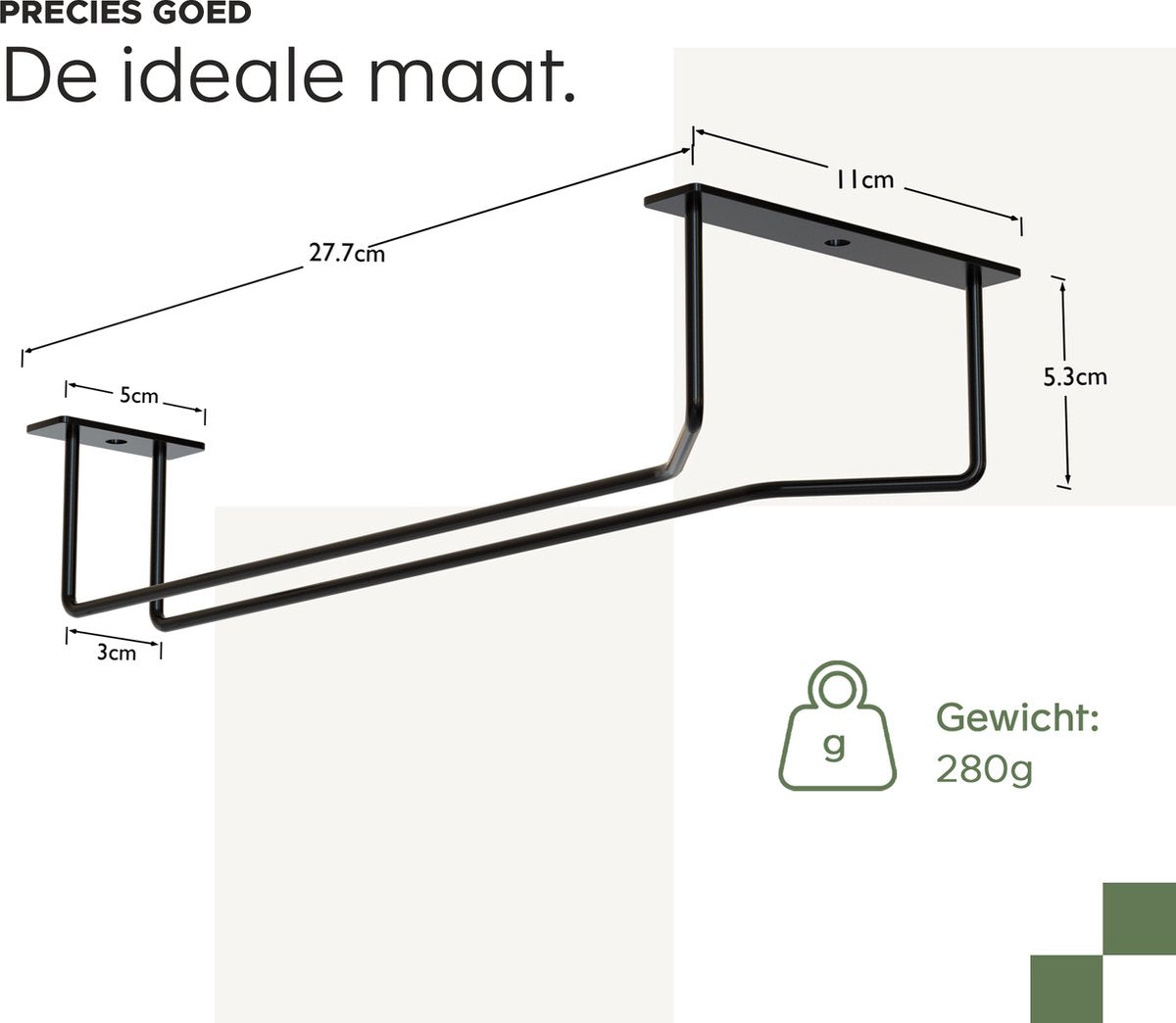 Noswo Wijnglazenhouder - Hangend Wijnglazenrek voor Stijlvolle Opslag - Zwart