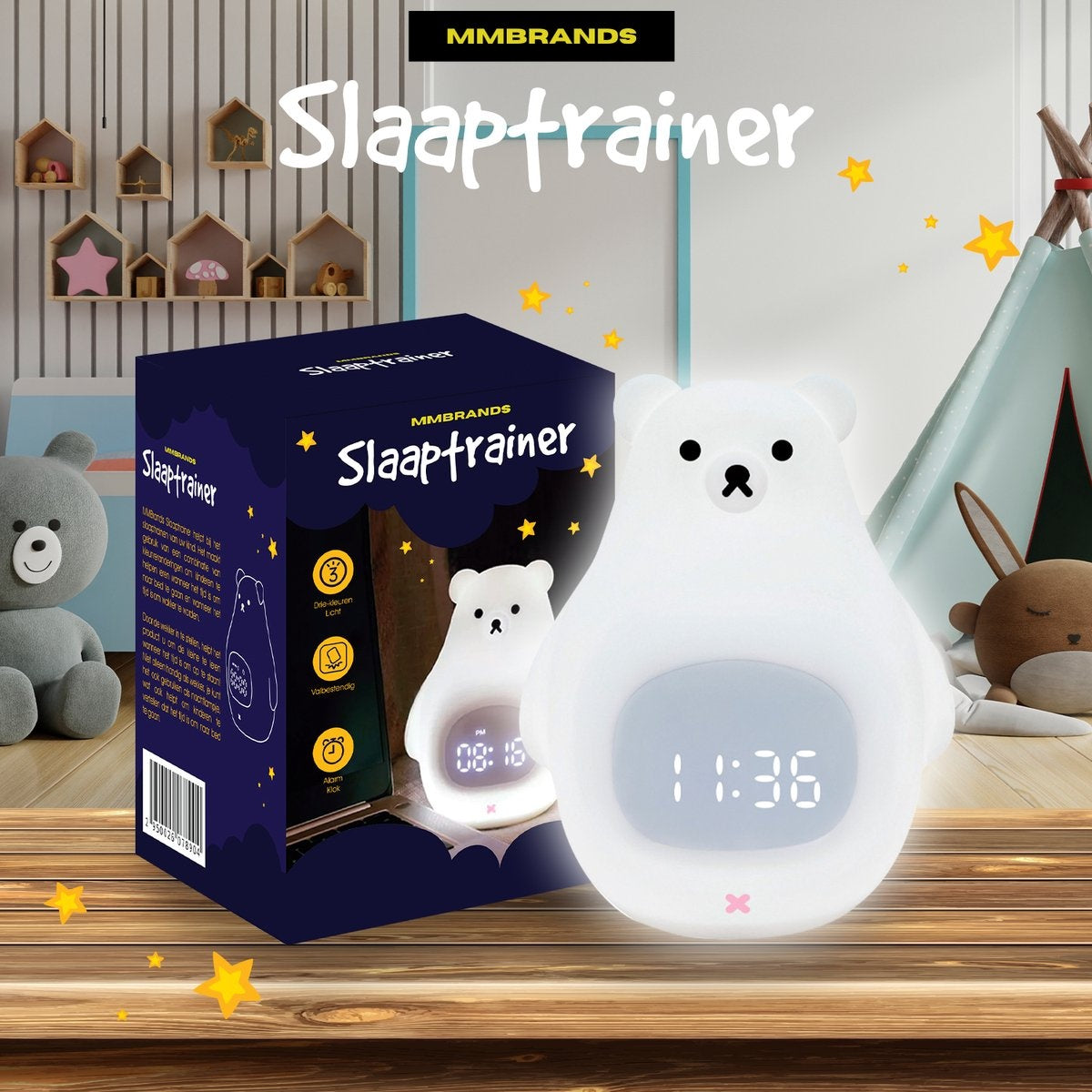 MM Brands Slaaptrainer - Kinderwekker met 7 verschillende lichtkleuren