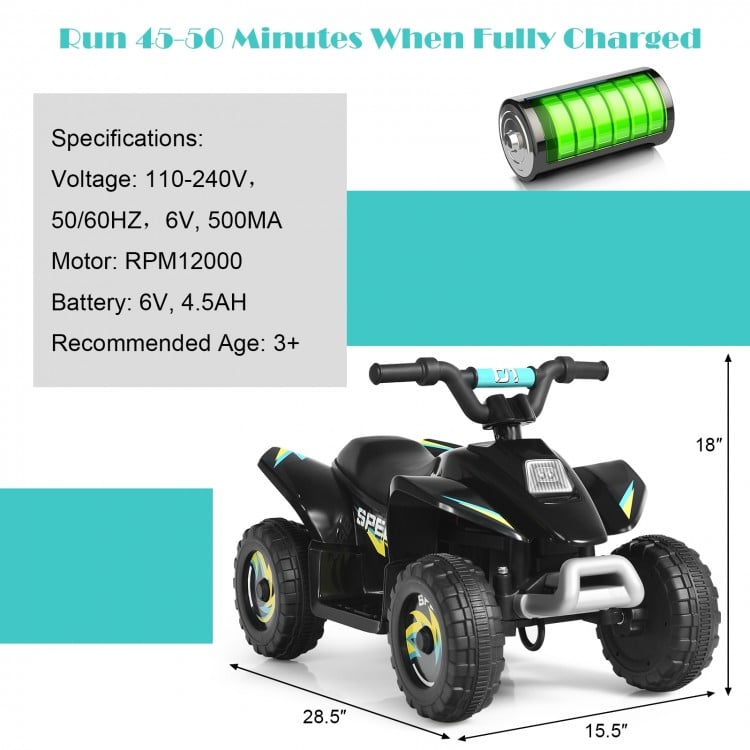 Coast Elektrische Auto voor Kinderen – Electro Kinderquad – 73 x 40 x 44,5 cm – Zwart