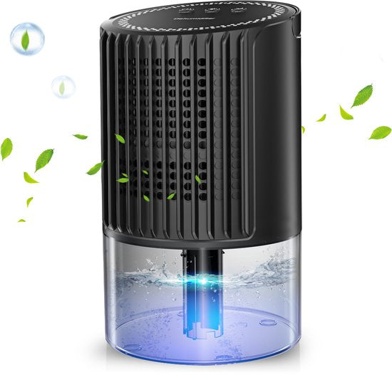 Swinkle Luchtontvochtiger – Tot 0,35 L/dag – Compacte Dehumidifier voor Woonkamer, Slaapkamer & Badkamer – Zwart