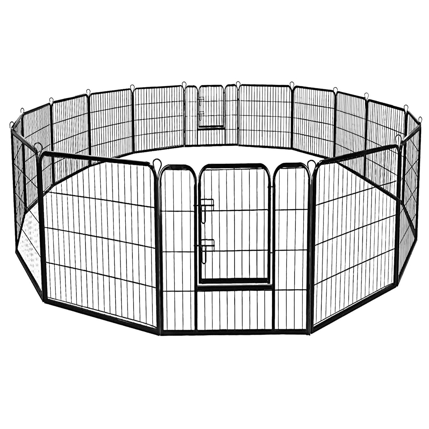 Coast 8-delige Opvouwbare Metalen Hondenren - Zwart - 212 x 212 x 100