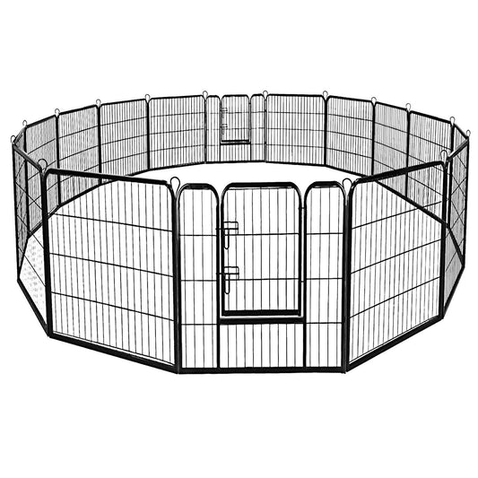 Coast 8-delige Opvouwbare Metalen Hondenren - Zwart - 212 x 212 x 100