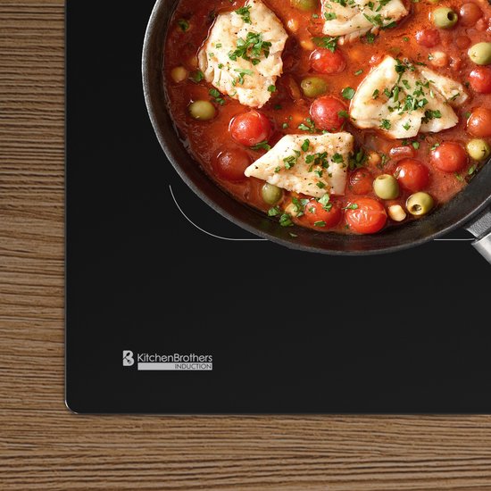 KitchenBrothers Inductiekookplaat – 4 Zones & Boostfunctie – 2400 W – 52 x 59 x 5,9 cm – Zwart