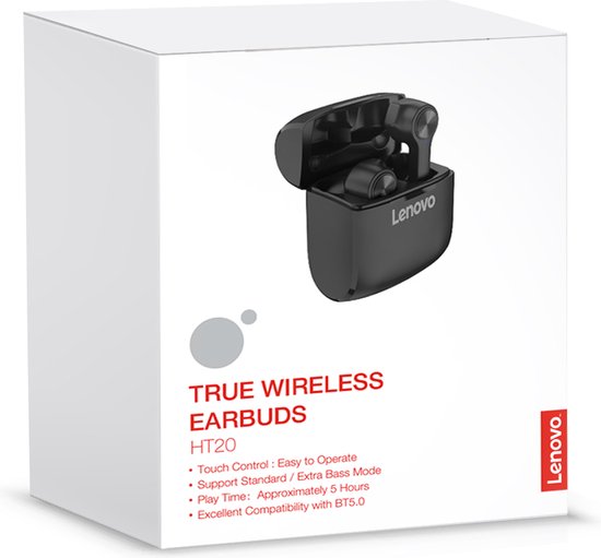 Lenovo HT20 True Wireless Bluetooth Earbuds - Zwart